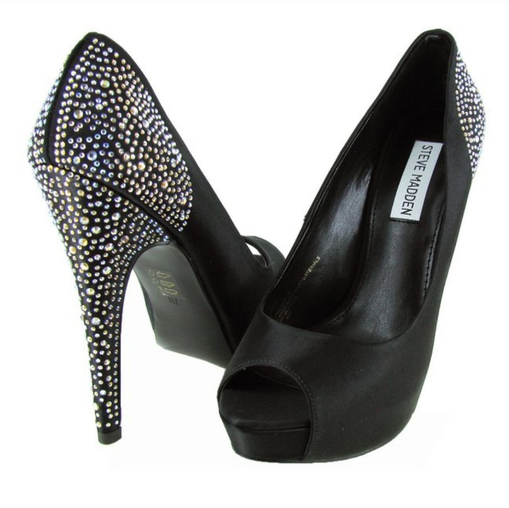 Steve Madden Black Sparkly Rhinestone Heel Playy-R